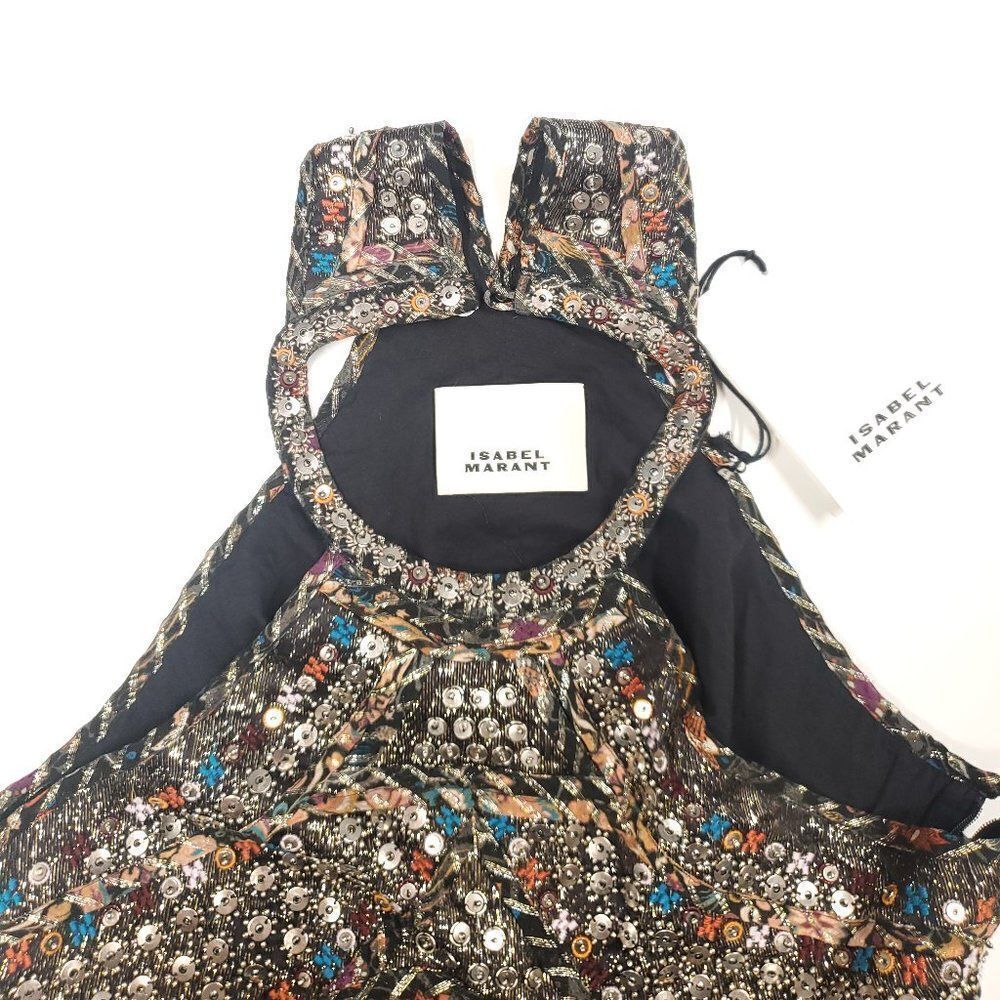ISABEL MARANT Ophelie Embellished Metallic Printed Silk-blend Chiffon Midi Dress - Picture 14 of 16